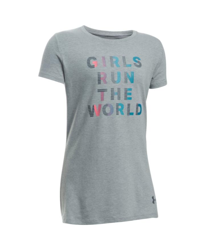 Under Armour Girls' Ua Girls Run The World Short Sleeve T-shirt
