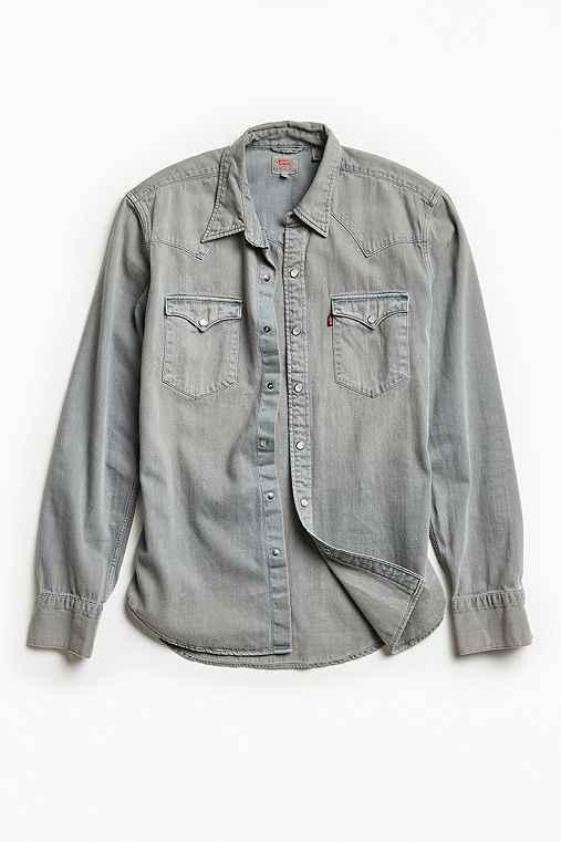 Urban Outfitters Levi's Grey Denim Western Shirt,grey,s