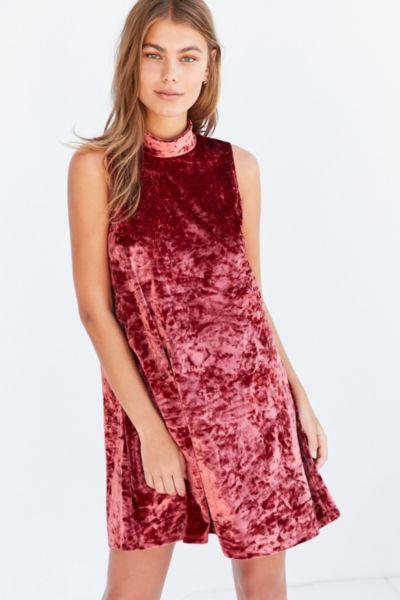 Urban Outfitters Kimchi Blue Crushed Velvet Mock-neck Mini Dress