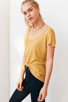 Urban Outfitters Ecote Maggie Deep Voop Tee,yellow,xs