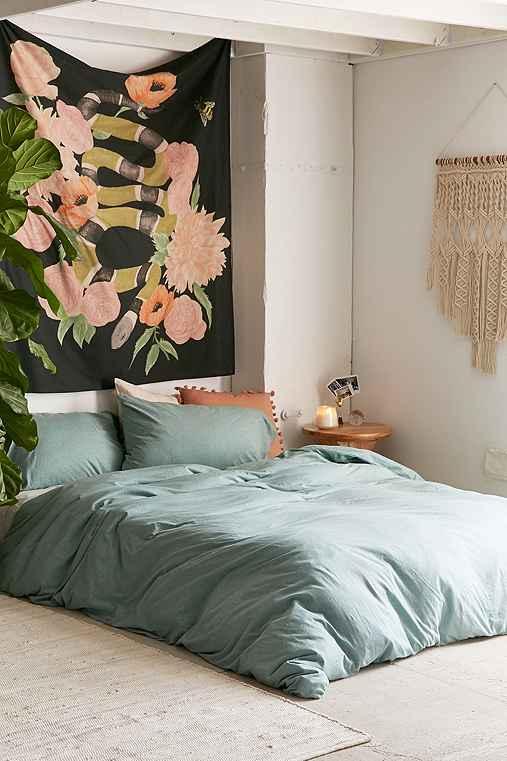 Urban Outfitters T-shirt Jersey Duvet Cover,turquoise,full/queen