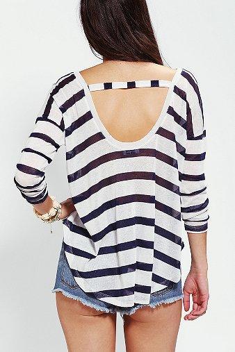 Sparkle & Fade Long-sleeve High/low Stripe Tee