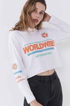 Urban Outfitters Bdg Worldwide Long-sleeve Tee,white,m/l