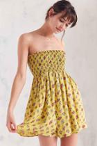 Urban Outfitters Kimchi Blue Meadow Smocked Bodice Romper,yellow,s