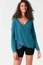 Urban Outfitters Kimchi Blue Sunny Surplice Sweater,turquoise,m