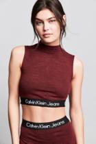 Calvin Klein For Uo Space-dye Mock-neck Cropped Top