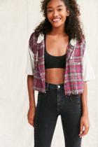 Urban Outfitters Urban Renewal Remade Hooded Cropped Flannel Shirt