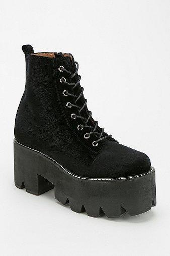 Jeffrey Campbell Velvet Lace-up Flatform-boot