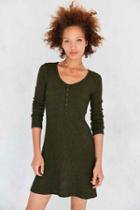 Urban Outfitters Bdg Samual Cozy Henley Long-sleeve Mini Dress,green,s