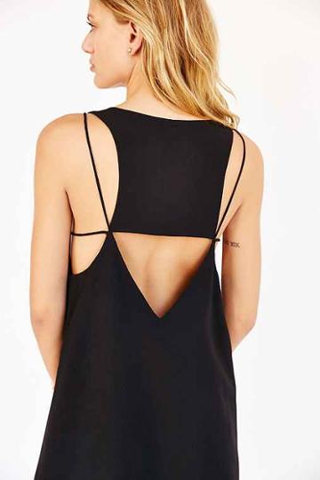 silence + Noise Lattice Shift Mini Dress,black,xs