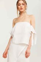 Urban Outfitters Sir The Label Bella Tie-sleeve Off-the-shoulder Top,white,s