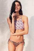 Urban Outfitters Out From Under Printed Tie Side Ruched Low Rise Cheeky Bottom,peach,m