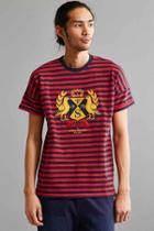Urban Outfitters Staple Stripe Fleece Crew Neck Sweatshirt,red,l