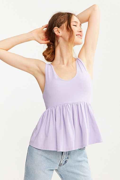 Urban Outfitters Truly Madly Deeply Annabella Peplum Tank Top,lavender,l