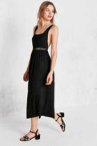 Urban Outfitters Silence + Noise Strappy Mesh Inset Midi Dress,black,s