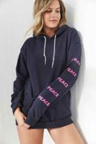 Urban Outfitters Silence + Noise Peace Hoodie Sweatshirt,navy,m