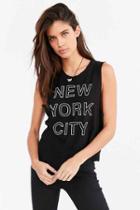 Urban Outfitters Michelle By Commune Nyc Block Letter Muscle Tee,black,m