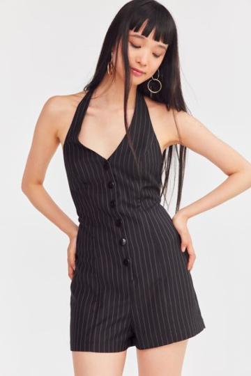 Cooperative Pinstripe Suit Halter Romper
