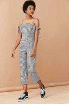 Urban Outfitters Glamorous Gingham Tie-strap Jumpsuit,black & White,xs