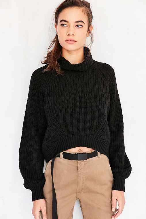 Urban Outfitters Kimchi Blue Noah Balloon-sleeve Turtleneck Sweater,black,s