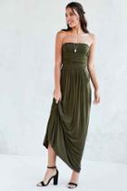 Urban Outfitters Kimchi Blue Ruched Strapless Maxi Dress,green,s