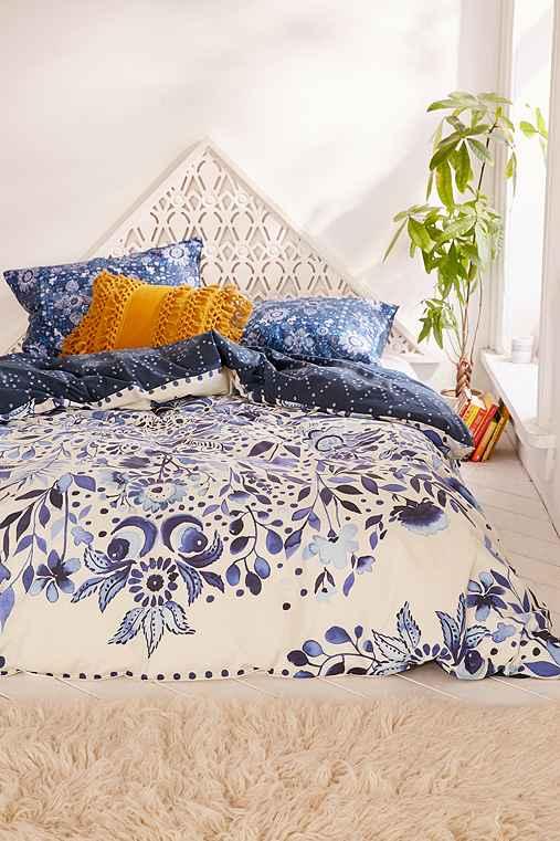 Urban Outfitters Henley Folk Suzani Duvet Cover,blue,full/queen
