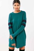 Urban Outfitters Truly Madly Deeply Oversized Varsity Stripe T-shirt Dress,green Multi,s