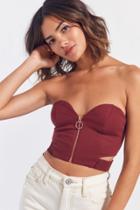 Silence + Noise Zip-up Cropped Bustier Top