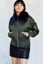 Urban Outfitters Silence + Noise Fun Faux Fur Pilot Bomber Jacket,olive,m