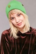Urban Outfitters Melting Smile Beanie,green,one Size