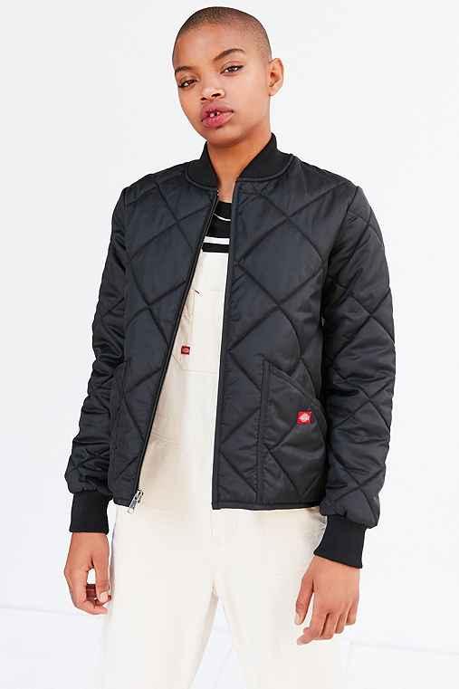 Urban Outfitters Dickies Quilted Bomber Jacket,black,l