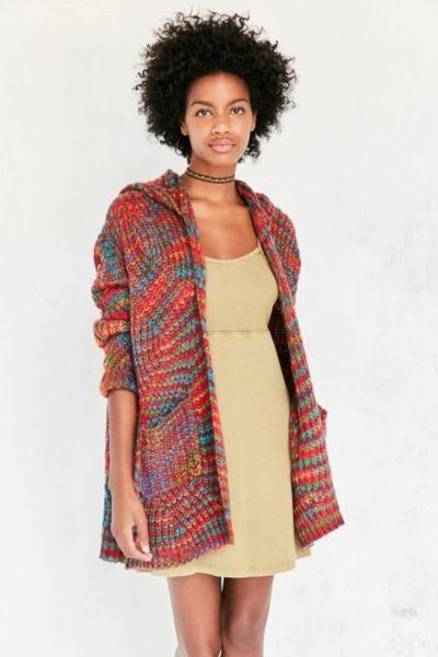Ecote Rainbow Stitch Hooded Cardigan