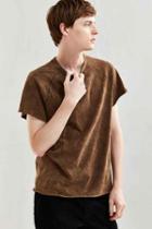 Urban Outfitters Uo Raw Cut Washed Raglan Tee,dark Green,xl