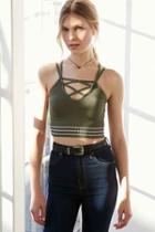 Urban Outfitters Ecote Sunny Crisscross Tank Top,green,l