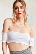 Urban Outfitters Silence + Noise Riviera Ribbed Off-the-shoulder Top,white,s