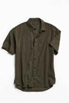 Urban Outfitters Uo Tencel Short Sleeve Button-down Shirt,black,m