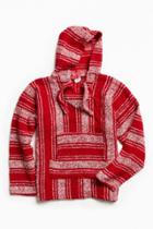 Urban Outfitters Vintage Red + White Woven Pullover Hoodie Sweatshirt