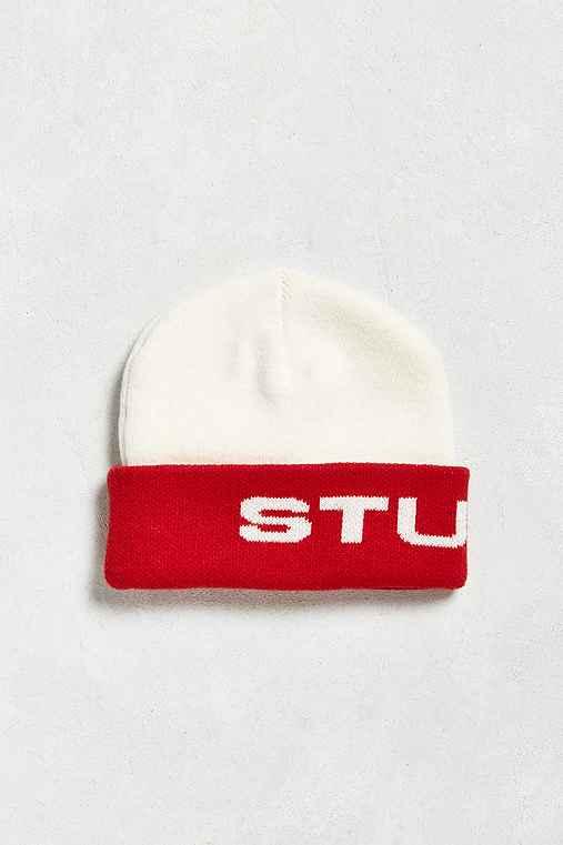 Urban Outfitters Stussy Two-tone Cuff Beanie,ivory,one Size