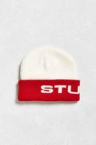 Urban Outfitters Stussy Two-tone Cuff Beanie,ivory,one Size
