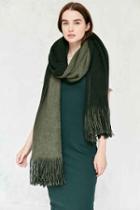 Urban Outfitters Extra Large Cozy Fringe Scarf,green,one Size