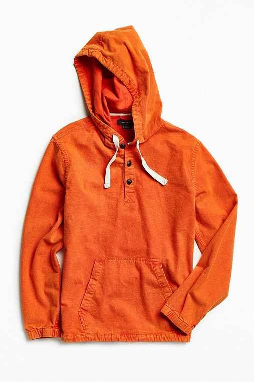 Urban Outfitters Uo Chamois Hooded Pullover Shirt,medium Orange,l