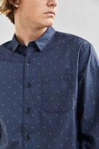 Urban Outfitters Uo Foulard Print Button-down Shirt,navy,m