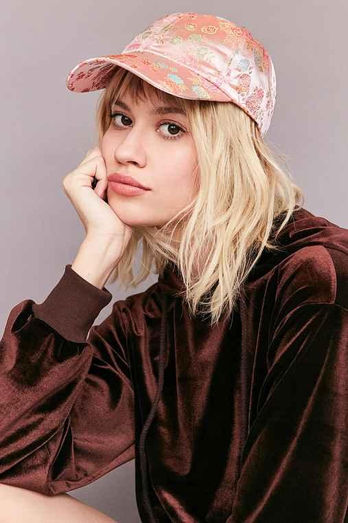 Urban Outfitters Floral Satin Baseball Hat,pink,one Size