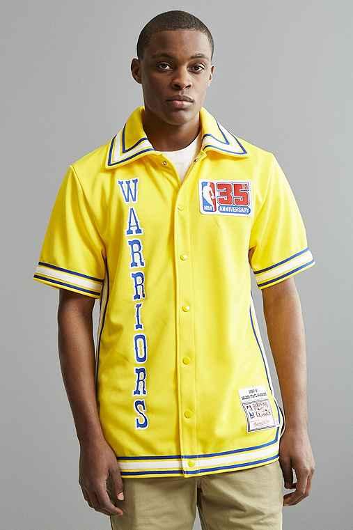 Urban Outfitters Mitchell & Ness Authentic Nba Golden State Warriors Shooting Shirt,gold,xl