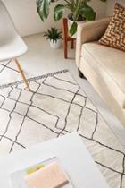 Urban Outfitters Tabor Organic Lines Printed Chenille Rug,cream,3x5
