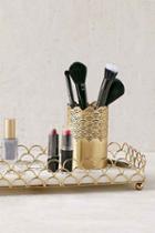 Urban Outfitters Scalloped Makeup Storage Tumbler,gold,one Size