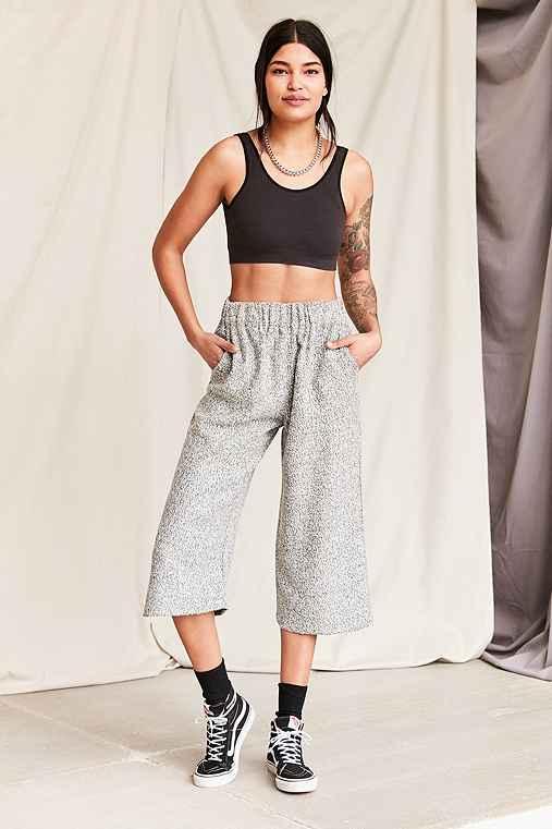 Urban Outfitters Urban Renewal Remade Textured Culotte Pant,black Multi,s