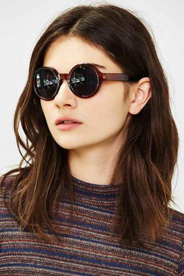 autumn Preppy Round Sunglasses,chocolate,one Size