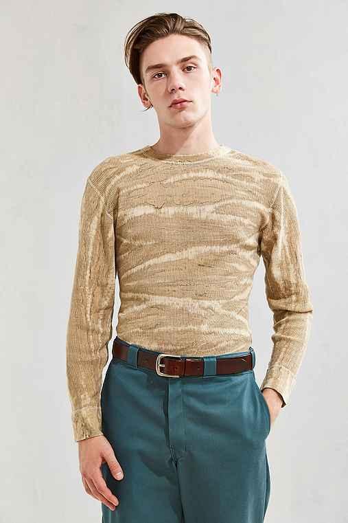 Urban Outfitters Hanes X Us Rags Camo Dye Thermal Long Sleeve Tee,cream Multi,xl