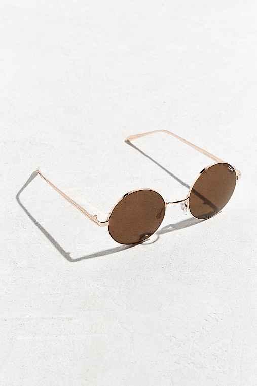 Urban Outfitters Quay Electric Dreams Round Sunglasses,gold,one Size